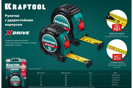 Купить Рулетка 8мх25мм "KRAFTOOL" X-Drive" в ударостойком обрезиненном корпусе  34122-08_z02 фото №13