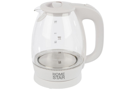 Купить Чайник HomeStar HS-1012 1 7л стекло  пластик белый фото №2